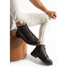 Meegora Erkek Kahverengi Hakiki Deri-Kürklü Bot