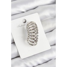 Dktt Pirinç Yay Model Gümüş Renk Sağ Kıkırdak Küpe - TJ-BKP10993