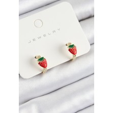 Dktt Pirinç Çilek Model Gold Renk Çocuk Küpe - TJ-BKP10906