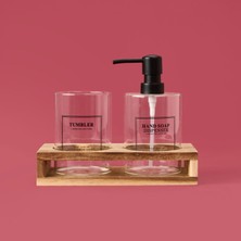 Matmel Cam 2'li Yuvarlak Sıvı Sabunluk Seti - Şeffaf / Gri / Kahverengi