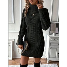 Arben Boutique Kadın Balıkçı Yaka Mini Triko Elbise