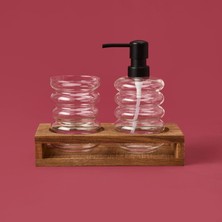 Matmel Cam 2'li Halka Sıvı Sabunluk Seti - Şeffaf / Gri / Kahverengi