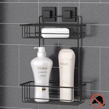 Matmel Easy Fix Iki Katlı Düz Duş Rafı - Siyah