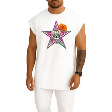 Bahriyeli Collection Oversize Calavera Day Of The Dead The Gangster Of Love Death Göğüs Tasarımlı Atlet