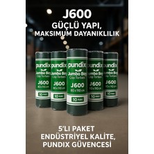 Pundix J600 Jumbo Boy Çöp Torbası (80X110 Cm) – 5 Rulo (Toplam 50 Adet) Dayanıklı, Sızdırmaz ve Geniş Hacimli Çöp Poşeti