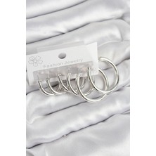 Dktt Pirinç Halka Model Gümüş Renk Kadın Set Küpe - TJ-BKP11042