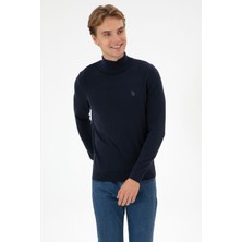 U.S. Polo Assn. Erkek Slim Fit Boğazlı Lacivert Melanj Basic Kazak 50313712-VR033