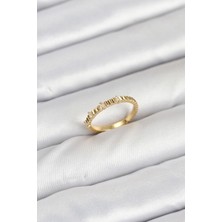 Pirinç Gold Renk Lazer Kesim Kadın Yüzük - TJ-BYK3892