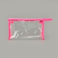 Barnaby Fosforlu Xl Pvc Kozmetik Çantası - Şeffaf / Pembe - 16X26 cm