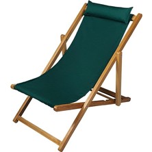 Ahşap Katlanabilir Taşınır Şezlong. Plaj, Bahçe, Teras, Balkon Şezlongu. (Haki)