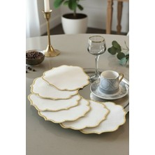 e-bizz store Simli 6 Adet Keten Kumaş Üzeri Nakışlı Kahve Yanı Sunumluk Kokteyl Peçetesi & Bardak Altlığı