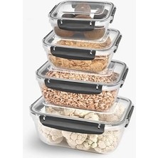 Home Kilitli Sızdırmaz Saklama Kabı Seti, Buzdolabı Için Sebze ve Meyve Saklama Kabı, Uzun Ömürlü Tazelik, Dayanıklı ve Şeffaf Tasarım Bpa Içermez (4 Parça)