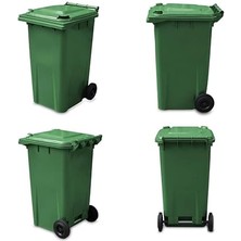 Plastik Çöp Konteyneri 240 Litre Konteyner - A+ Isıya Karşı Dayanıklı Malzeme - Yeşil