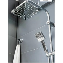 Premium Yağmurlama Duş Seti, Robot Tepe Duş Başlığı, Beyaz (Krom Kare Model)