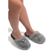 Twigy Perla Peluş Kadın Ev Terliği Gri 37/41