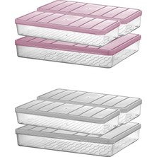 Home - Nora 3'lü 1 Büyük + 2 Küçük Boy Açık Gri Saklama Kabı