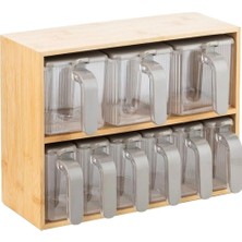 Standlı 9'lu Baharatlık Seti Takımı Kaşıklı 19 Parça Pratik Saklama Kabı