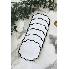 e-bizz store 6 Adet Keten Kumaş Üzeri Nakışlı Kahve Yanı Sunumluk Kokteyl Peçetesi & Bardak Altlığı