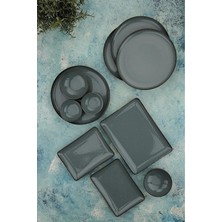 Porselen Moderna 14 Parça 6 Kişilik Kahvaltı Takımı, Mavi