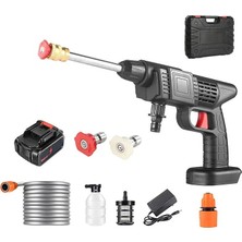 300W Şarjlı Oto Yıkama Tabancası Yüksek Basınçlı Hazneli Sulama Püskürtme Yıkama Akülü Çantalı Tabanca 15.000MAH