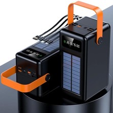 Wlue 80000 Mah Solar Taşınabilir Şarj Cihazı, Dijital Ekranlı, LED Işıklı, Kamp Için Powerbank