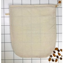 Yoga And Food %100 Ağartılmamış Ham Pamuk Bitkisel Süt Süzme Kesesi Badem Sütü, Fındık Sütü, Yeşil Sebze Suyu Süzme - Organik Pamuk Kese (30 x 35 Cm)