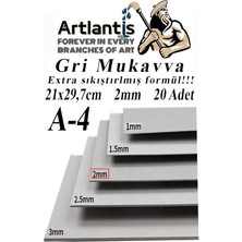 Mukavva Gri 2 mm 20 Adet 1 Paket 21X29,7 cm A-4 Mukavva 2,0 mm Kalınlığında A-4 Mukavva