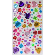 Sticker Taş Sticker Yapışkanlı Saç, Yüz, Tırnak, Makyaj Nane Süs Taşı Işıltılı Parlak Renkli Kalpli Kareli, Giraffe Sticker