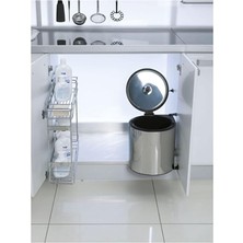 Dolap Içi Kapağa Monte 11 Litre Çöp Kovası Mutfak Tezgah Altı Paslanmaz Çelik