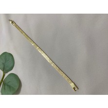 Luxevibe Accessories Xuping Xp Gold Altın Kaplama Kadın 14K Künye Bileklik Suya Dayanıklı Kararma Yapmaz Günlük ve Özel Gün Kullanımına Uygun Hediyelik Zarif Tasarım 18CM Bileklik