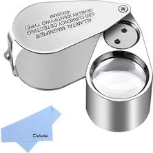 Kuyumcu Büyüteç 40X Metal Katlanır, LED ve Uv Işıklı - Elmaslar, Madeni Paralar, Damgalar Için (Döviz Algılama/mücevher Işareti)