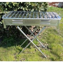 Pearl Shop Büyük Mangal 50CM Kebapçı Tipi Geniş Oluklu Paslanmaz Galvaniz Gövde Krom Köfteci Izgarası