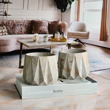 Pearl Shop Yapımı,dekoratif Lüx Saksı,orta Boy Ikili Set, Dekoratif Mermer Desenli Beton Saksı 2 Adet, Ev ve Ofis Saksısı