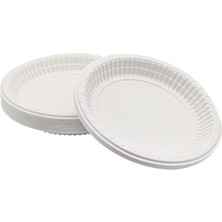 Pearl Shop Tabak 100'LÜ 17 cm Beyaz Plastik Tabak