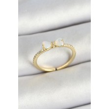 Dktt Pirinç Fiyonk Figürlü Zirkon Taşlı Gold Renk Ayarlanabilir Kadın Yüzük - TJ-BYK3764