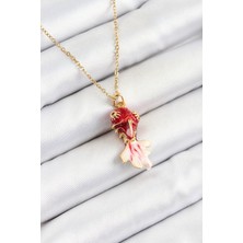 Dktt 316L Çelik Zincir Kırmızı Balık Model Gold Renk Kadın Kolye - TJ-BKO10325