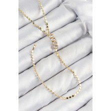 Dktt Pirinç Zirkon Taşlı Ezme Zincirli Model Gold Renk Y Kolye - TJ-BKO10465