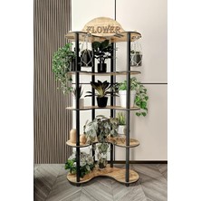 Pearl Shop Çiçeklik Saksılık Meşe - Modern Siyah Ahşap Ayaklı, Siyah Renkli Retro Tasarım, Ev ve Ofis Dekorasyonuna Uygun, Çok Katlı Bitki Standı, Saksı Raf Ünitesi