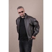 Ohepmoda Oversize Rahat Kalıp Düz Erkek Deri Ceket