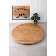 Pearl Shop American 34 cm Bambu Ahşap Döner Standlı Sunum Servis Pizza Kahvaltı Tahtası