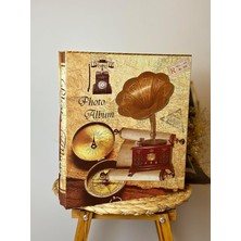 Pearl Shop RS21 Fotoğraf Albümü 10X15CM 600 Lük Gramafon Desenli Kutulu Yatay Dikey Modeli