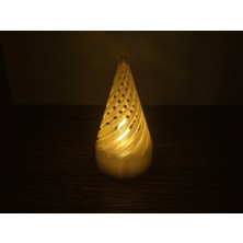 TSC 2 Adet Noel Yılbaşı Ağacı Mumluk Christmas Hediyelik LED Beyaz 9cm