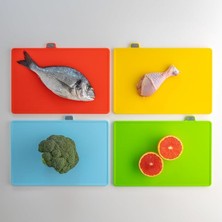 Pearl Shop 1085 4'lü Kesim Panosu - Et Sebze Kesme Doğrama Tahtaları - Renkli