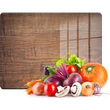 Pearl Shop Eski Ahşap Desenli Cam Kesme Tahtası