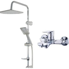 Robot Yağmurlama Duş Seti, Fleko Banyo Bataryası 2li Modern Set (Krom Hawai 2 Li Set)