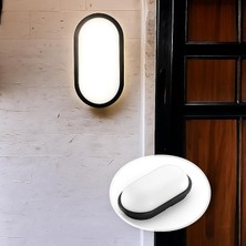 Pearl Shop 15W Siyah IP65 Oval LED Tavan ve Duvar Lambası | 1500 Lümen Beyaz Işık | Su ve Toz Geçirmez Banyo Bahçe Balkon Aydınlatma Armatürü 220V