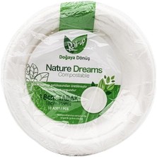 Pearl Shop Nature Ekolojik Karton Kağıt Parti Tek Kullanımlık Tabak - 18 Cm. - 50 Adetlik 1 Paket