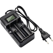 Pearl Shop Akü Şarj Cihazı LCD Ekran Lityum Iyon Pil Şarj Cihazı Akıllı Hızlı Şarj 2 Yuvalı Kafa Çok Sayıda 3,7 V 26650/18650/14500/16340 Lityum Iyon Piller ile Uyumlu (Small)
