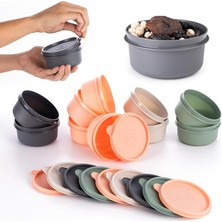 Pearl Shop 8'li Yuvarlak Mini Saklama Kabı Küçük Sızdırmaz Kapaklı Çok Renkli Pratik Amaçlı Kap Erzak Çerez Piknik Gıda (280, Yuvarlak, 8, Set 1)