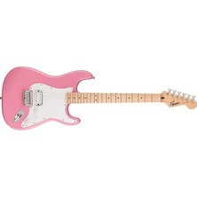 Pearl Shop Squier Sonic Stratocaster Ht H, Maple Fingerboard, Beyaz Pickguard, Flaş Pembe